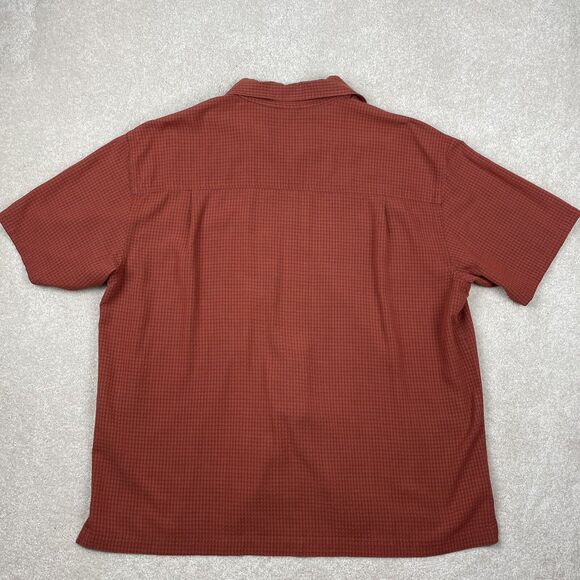 REI Shirt Mens XL Orange Check Button Up Short Sleeve Hiking Outdoor Rayon Blend - Picture 5 of 11